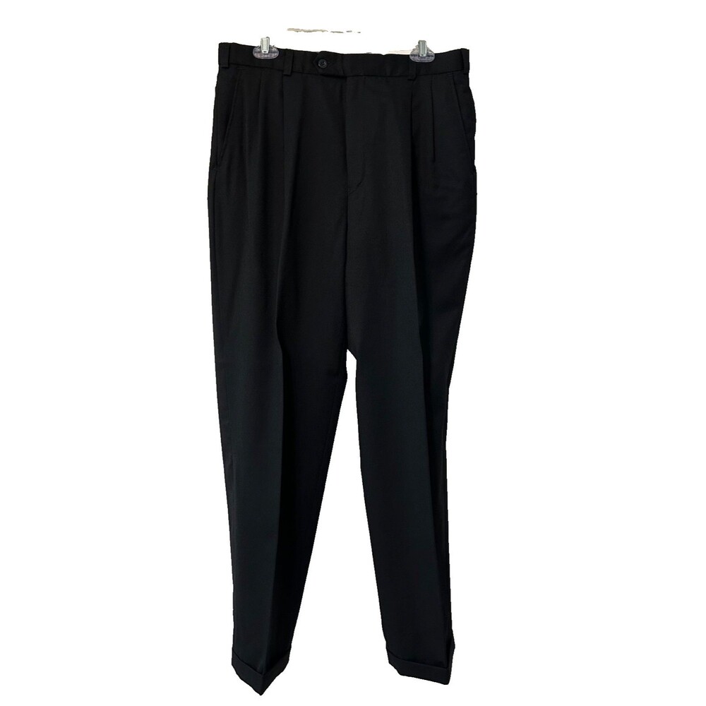 Carlo Rosselli Dress Pants 34R 100% Wool Classic‎ Trouser Cuffed Office Business